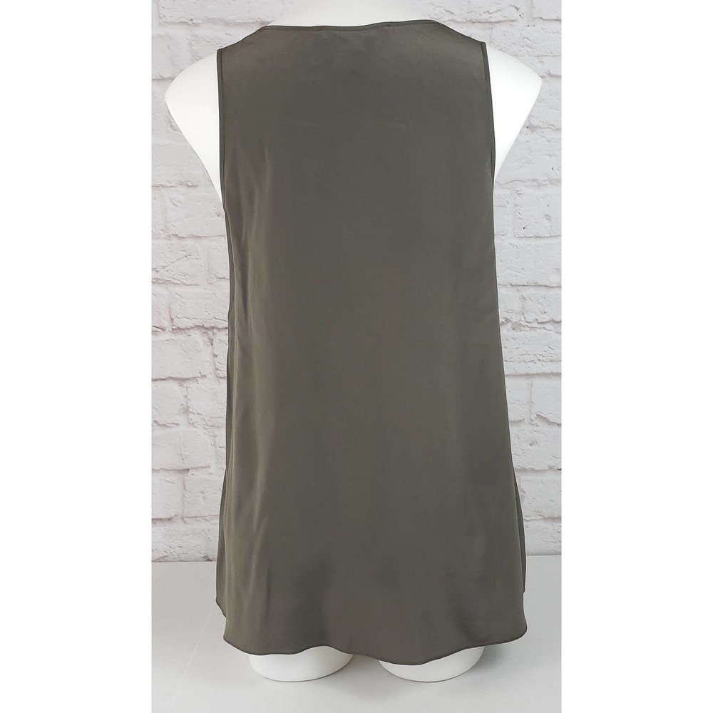 BCBGMaxAzria Mura Top/Tank ~ Dark Green/Olive Fringed 100% Silk ~ Size Small - Picture 6 of 9